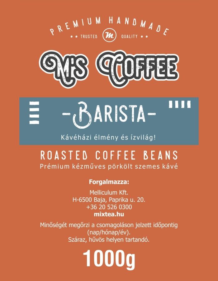 M's Coffe BARISTA 1000g pörkölt szemes kávé
